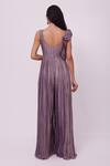 Shop_Onaya_Purple Organza Embroidery Sequin V Neck Bodice Jumpsuit _at_Aza_Fashions