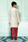 Shop_Petite Pomme_Off White Silk, Denim Embroidery Hand Kurta And Churidar Set _at_Aza_Fashions