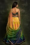 Shop_Cedar & Pine_Multi Color Lehenga Dupion Embroidered And Chevron Pattern Set  _at_Aza_Fashions