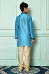 Shop_Petite Pomme_Blue Silk Embroidery Kurta _at_Aza_Fashions