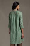 Shop_Ritu Kumar_Green Handloom Cotton Chanderi Embroidered Floral Mandarin Collar Kurta _at_Aza_Fashions