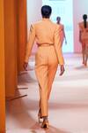 Shop_Pankaj & Nidhi_Orange Blazer Crepe Lined With Satin, Pant Akins Pattern And Set_at_Aza_Fashions