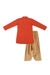 Shop_Little Stars_Orange Handloom Cotton And Muslin Band Collar Kurta & Patiala Pant Set _at_Aza_Fashions