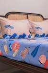 Shop_Kyoona_Blue 100% Cotton Flora And Fauna Pattern The Forest Of Adventures Bedsheet Set _at_Aza_Fashions