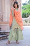 Shop The Home Affair Green Cotton, Silk Gota Patti Boat Neck Work Kurta Gharara Set at Aza Fashions Shop_The Home Affair_Green Cotton, Silk Gota Patti Boat Neck Work Kurta Gharara Set _at_Aza_Fashions