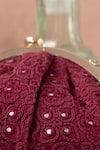 Shop_Amyra_Maroon Embroidery, Pearls Monroe Vintage Purse _at_Aza_Fashions