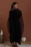 Shop Neha Poddar Black Cape Organza And Dress Summer Silk Embroidery Bead & Thread Border With at Aza Fashions Shop_Neha Poddar_Black Cape Organza And Dress Summer Silk Embroidery Bead & Thread Border With _at_Aza_Fashions