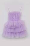 Shop Fayon Kids Purple Net, Cotton Bows Ruffle Layered Dress at Aza Fashions Shop_Fayon Kids_Purple Net, Cotton Bows Ruffle Layered Dress _at_Aza_Fashions