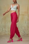 Shop_Style Junkiie_Pink Heavy Georgette Overlapped Trousers  _at_Aza_Fashions