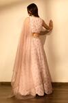Shop_Pasha India_Pink Linen, Chiffon Sequins, Embroidery, Pearls V-neck Floral Print Lehenga Set _at_Aza_Fashions