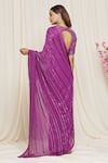 Shop_Yoshita Couture_Purple Saree - Georgette With Satin Border Embroidered Thread Suzanna Blouse _at_Aza_Fashions