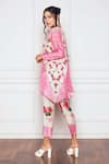 Shop_Sakshi Girri_Pink Dupion Silk Printed Floral And Vintage Asymmetric Tunic & Pant Set  _at_Aza_Fashions