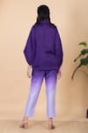Shop_Chambray & CO._Purple Silk Embroidery Collared Yvette Flower Shirt And Ombre Pant Set _at_Aza_Fashions