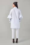 Shop_Ek Dhaaga_White Poplin Embellished Leaf Shirt Collar Bell Sleeve Long  _at_Aza_Fashions