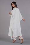 Shop_AFFROZ_White Linen Printed Floral Round Kimono Kurta And Palazzo Set _at_Aza_Fashions