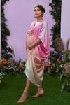 Shop_Pooja Bagaria_Pink Spandex, Net Sequins V-neck Embellished Kaftan_at_Aza_Fashions