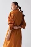 Shop_Three_Orange Poplin Plain Zip Up Slit Tunic _at_Aza_Fashions
