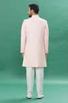 Shop_Spring Break_Pink Polyester Cotton Jacquard Butti Sherwani With Churidar Set_at_Aza_Fashions