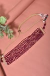 Buy_Swabhimann_Red Gold Tone Multi Layered Beaded Choker Necklace _at_Aza_Fashions