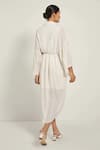 Shop_Style Junkiie_Ivory Moss Crepe Shirt Collar Wrap Midi Dress  _at_Aza_Fashions