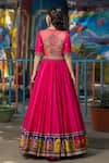 Shop_Irrau By Samir Mantri_Pink Chanderi, Chiffon Embroidery, Sequins, Cut Anarkali With Printed Dupatta _at_Aza_Fashions