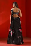 Shop_Isha Gupta Tayal_Black Georgette Print Floral V Neck Pre-stitched Magnolia Saree With Blouse _at_Aza_Fashions