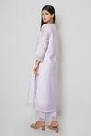 Shop_Kameez_Purple Chanderi Embroidered Floral Split V Neck Beautiful Spring Kurta Set _at_Aza_Fashions