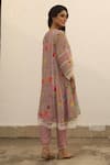 Shop_Begum_Pink Kurta Chanderi Printed Watercolor Floral Azra Flared Set  _at_Aza_Fashions