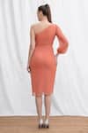 Shop_AMRTA by GUNEET KONDAL_Coral 100% Georgette And Lining 100% Shantoon Midi Dress _at_Aza_Fashions