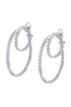 Shop_ISHARYA_Silver Plated Crystals Swirl Hoop Earrings_at_Aza_Fashions