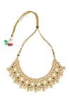 Shop_Minaki_Green Diamonds, Stones Flower Kundan Embellished Necklace Set _at_Aza_Fashions