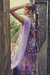 Shop_Surily G_Purple Organza Embroidered Thread Kurta Round Neck Floral Straight  _at_Aza_Fashions