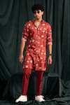 Shop Project Bandi Red Cotton Printed Floral Bloom Kurta Set at Aza Fashions Shop_Project Bandi_Red Cotton Printed Floral Bloom Kurta Set _at_Aza_Fashions