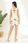 Shop_Nikasha_Off White 100% Crepe Banana Tree Print And Blanket Stitch Top And Short Set _at_Aza_Fashions