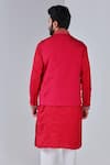 Shop_Shreyansh Designs_Red Dupion Silk Geometric Motif Embroidered Nehru Jacket _at_Aza_Fashions