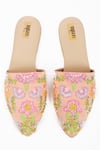 Shop_Miar Designs_Peach Zehra Embroidered Mules _at_Aza_Fashions