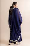 Shop_Nupur Kanoi_Blue Crepe Hand Embroidery Mirror Placement Kite Cape And Skirt Set  _at_Aza_Fashions