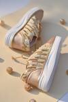 Around Always_Gold Leo Pearl Embroidered Sneakers _Online_at_Aza_Fashions