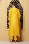 Shop_Kefi Collections_Yellow Kurta And Pant Silk Chanderi Plain V Neck Angana Angrakha Set _at_Aza_Fashions