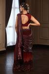 Shop_Shilpi Gupta_Maroon Blouse Viscose Dupion, Saree Pallu In Shimmer Pre-pleated With _at_Aza_Fashions