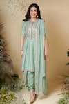 Buy Reeti Arneja Green Silk Nerissa Yoke Embroidered Kurat Salwar Set ...