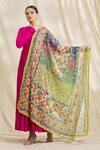 Shop_Adara Khan_Multi Color Chiffon Printed And Mirror Work Phulkari Dupatta_at_Aza_Fashions