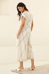 Shop_Cotton and Clay_White Silk Voile Hand Block Printed Round Jumpsuit  _at_Aza_Fashions