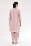 Shop_Kora_Pink Cotton, Chanderi Sequins, Diamonds, Embroidery Short Kalidar Kurta Set _at_Aza_Fashions