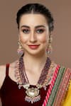 Shop_Dugran By Dugristyle_Purple Meenakari Multi-layered Long Pendant Necklace_at_Aza_Fashions
