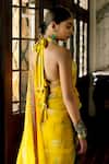 Shop_Rajiramniq_Yellow Silk Organza Floral Bloom Print Sequin Embellished Saree_at_Aza_Fashions
