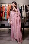 Shop_Shipraa Grover_Pink Chanderi Embroidery Round Neck Seerat Kurta Palazzo Set _at_Aza_Fashions
