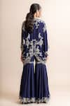 Shop_Nupur Kanoi_Blue Crepe Hand Embroidery Mirror Work V Neck Kite Tunic With Gharara  _at_Aza_Fashions