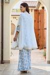 Shop_Palak & Mehak_Ivory Crepe, Organza Gota Patti, Embroidery Printed Kurta Set With Sheer Cape _at_Aza_Fashions