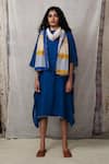 Shop Banana Labs Blue Cotton Plain Straight Kaftan With Stole at Aza Fashions Shop_Banana Labs_Blue Cotton Plain Straight Kaftan With Stole _at_Aza_Fashions